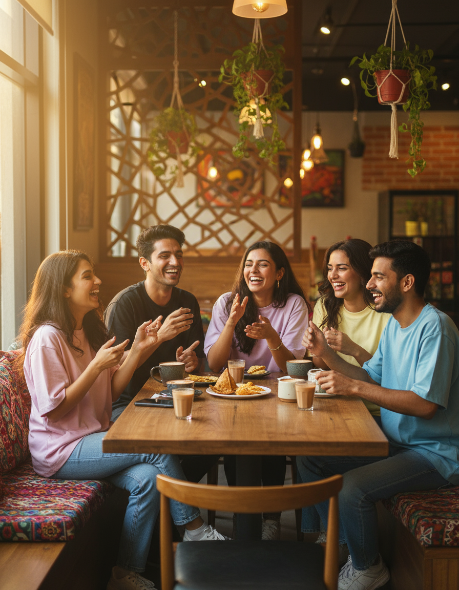 Indian Friends at Cafe