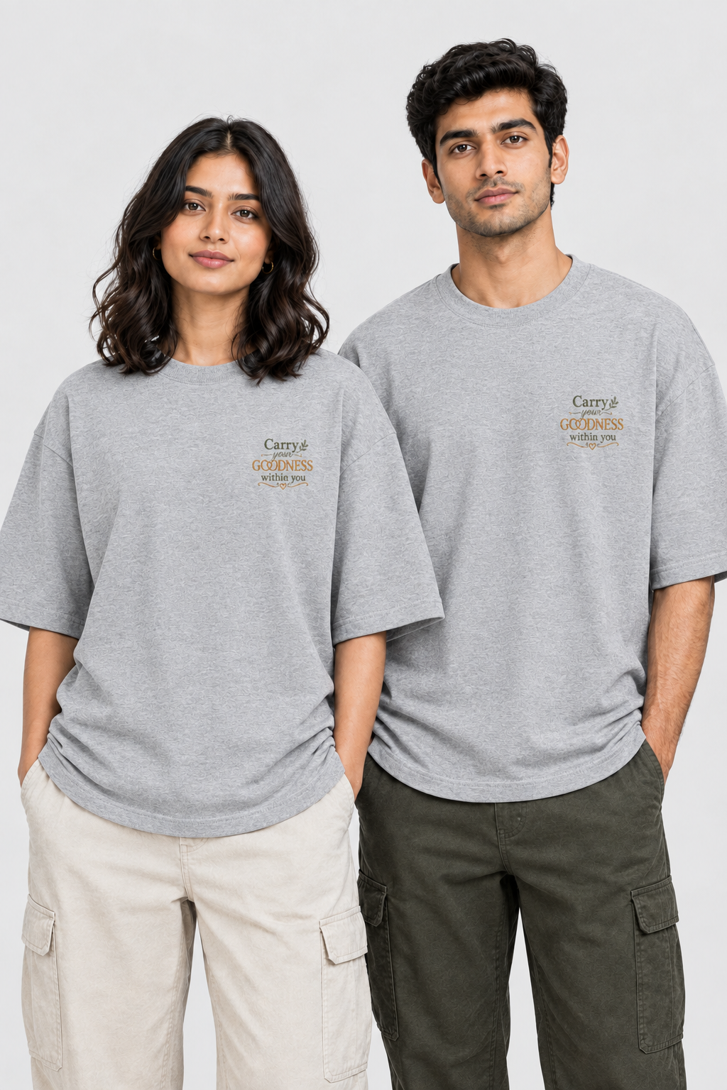Unisex Oversized Klassisches T-Shirt – Stickerei Trag deine Güte mit dir