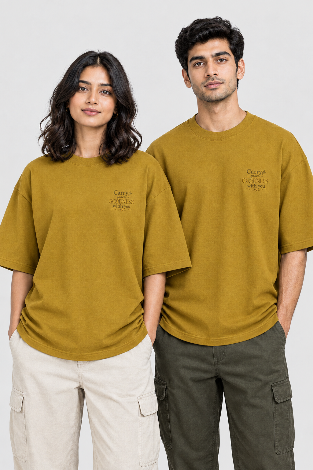 Unisex Oversized Klassisches T-Shirt – Stickerei Trag deine Güte mit dir