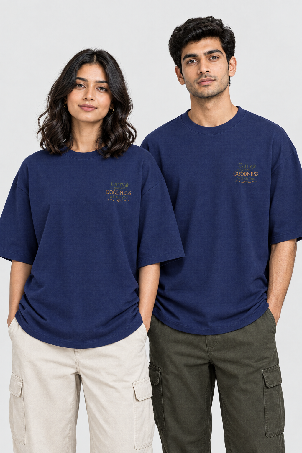 Unisex Oversized Klassisches T-Shirt – Stickerei Trag deine Güte mit dir