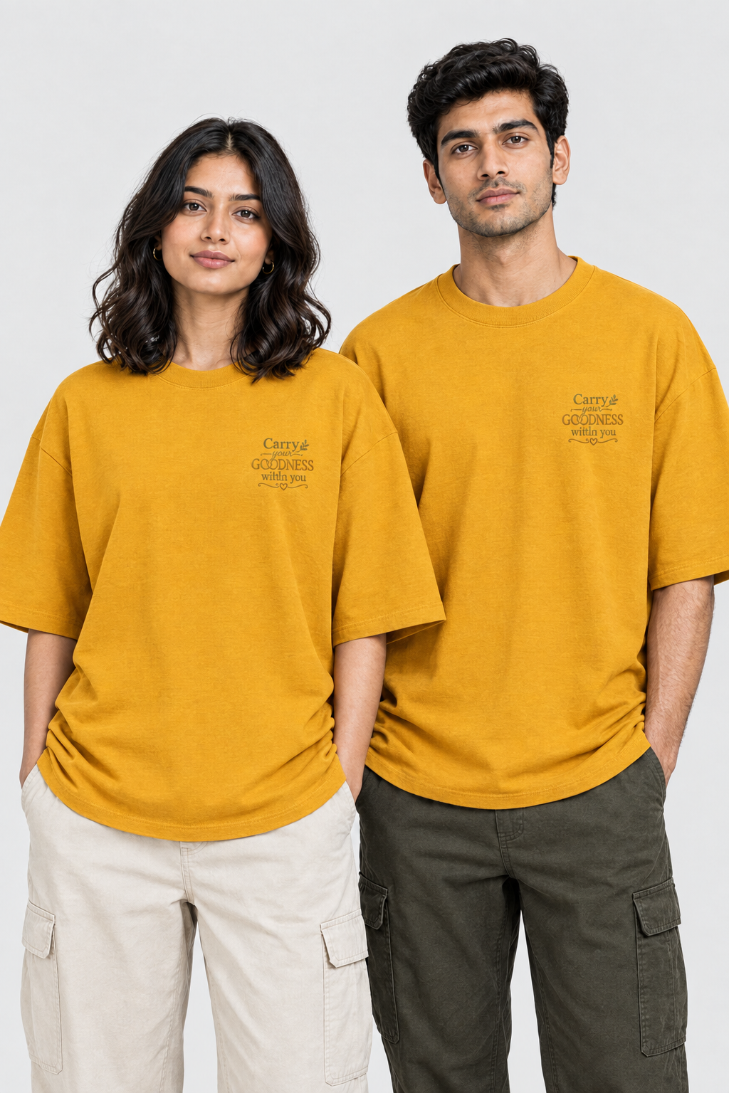 Unisex Oversized Klassisches T-Shirt – Stickerei Trag deine Güte mit dir
