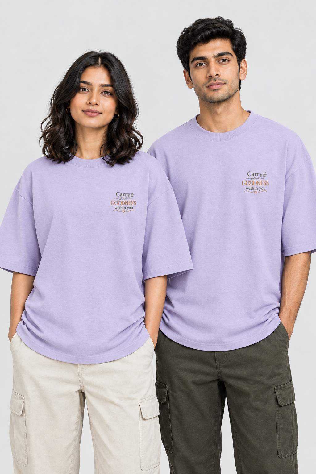 Unisex Oversized Klassisches T-Shirt – Stickerei Trag deine Güte mit dir