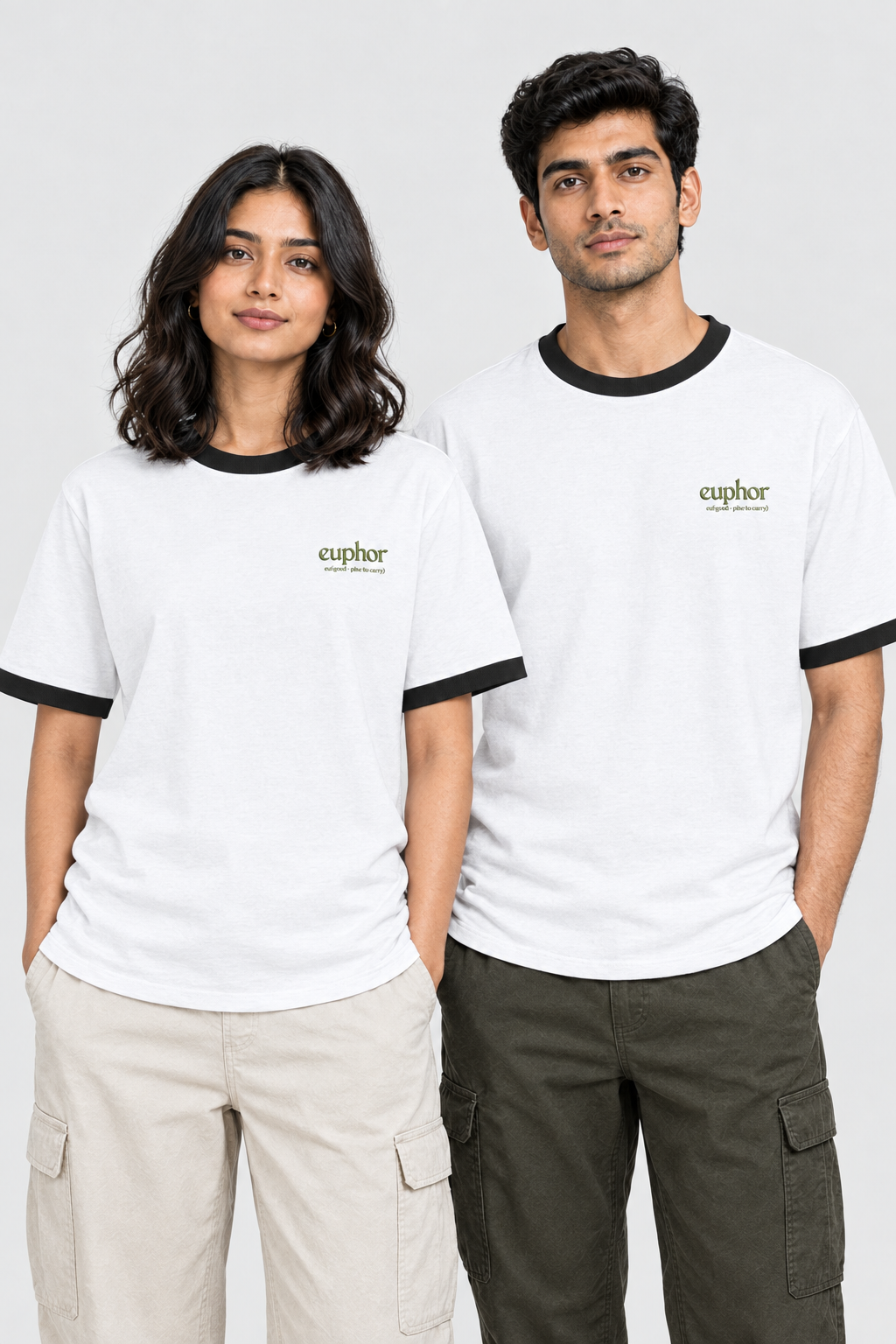 Euphor Signature Unisex Embroidered Cotton Ringer T-Shirt – 180 GSM