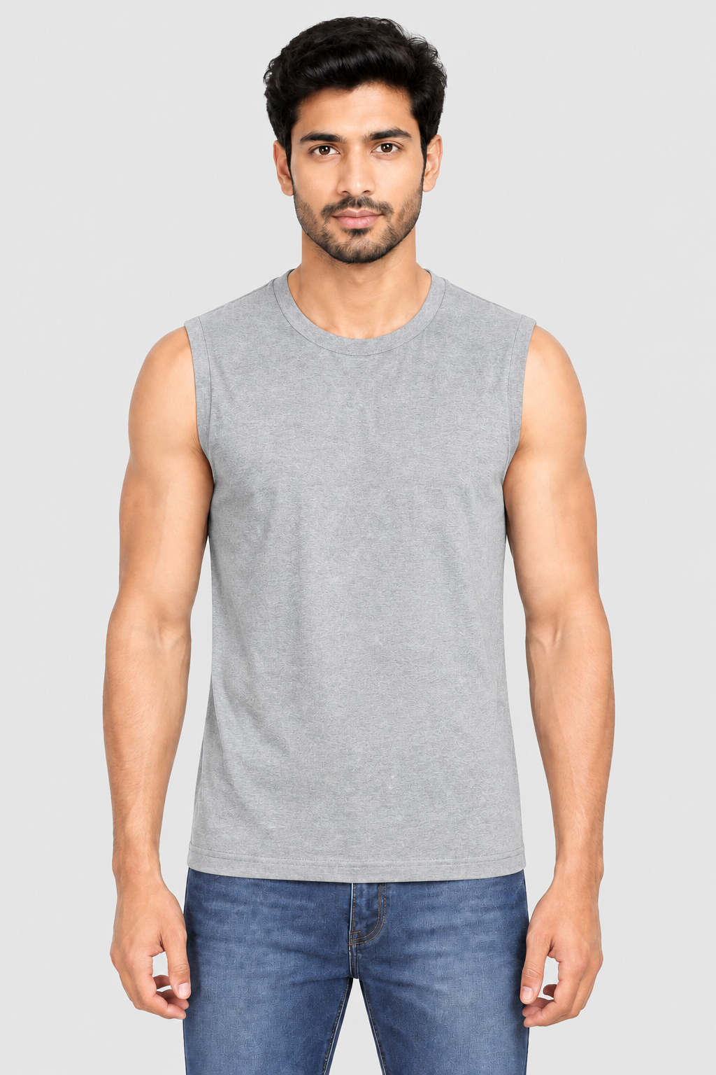 Men's Cotton Sleeveless T-Shirt – Regular Fit, 180 GSM