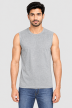 Men's Cotton Sleeveless T-Shirt – Regular Fit, 180 GSM