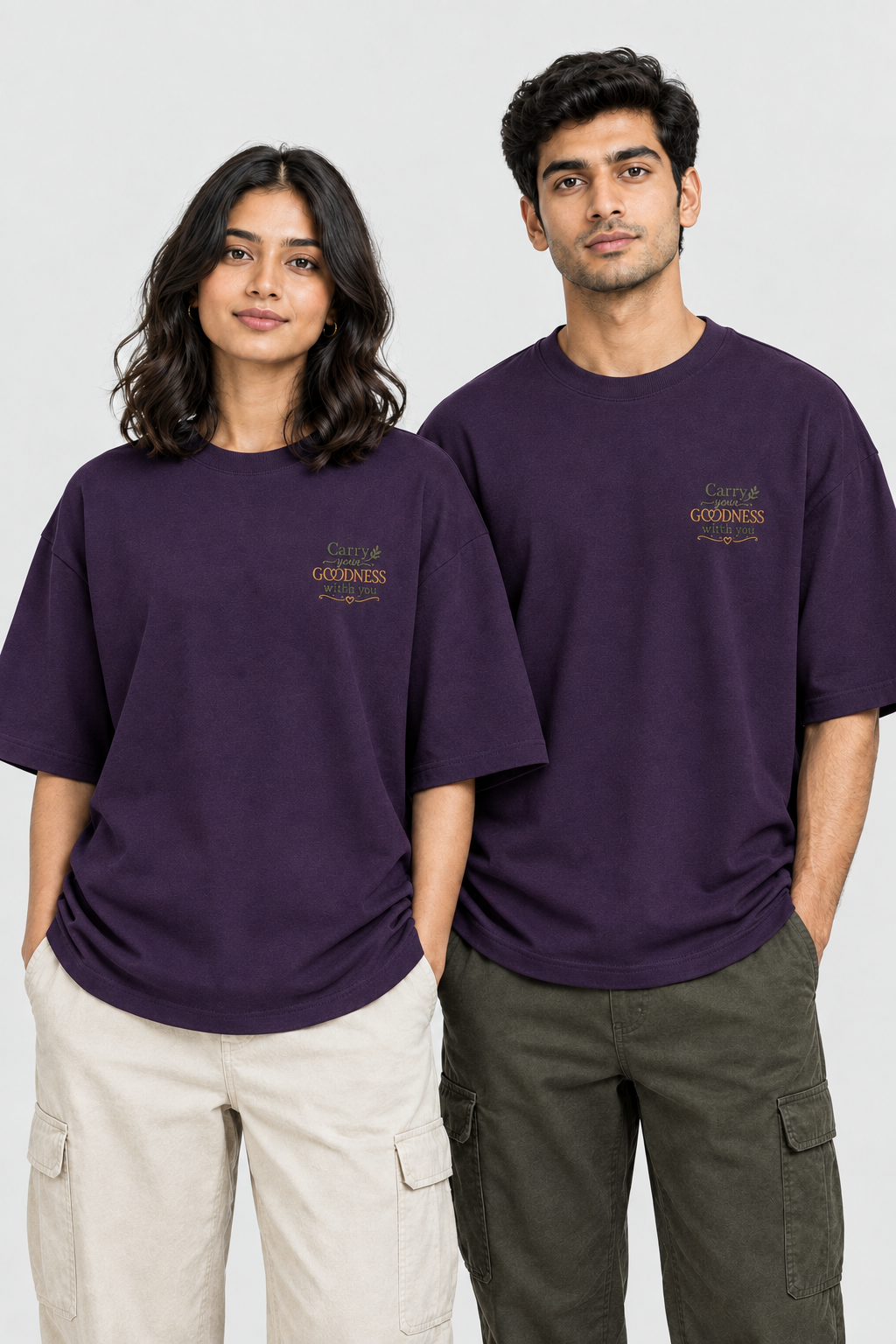 Unisex Oversized Klassisches T-Shirt – Stickerei Trag deine Güte mit dir