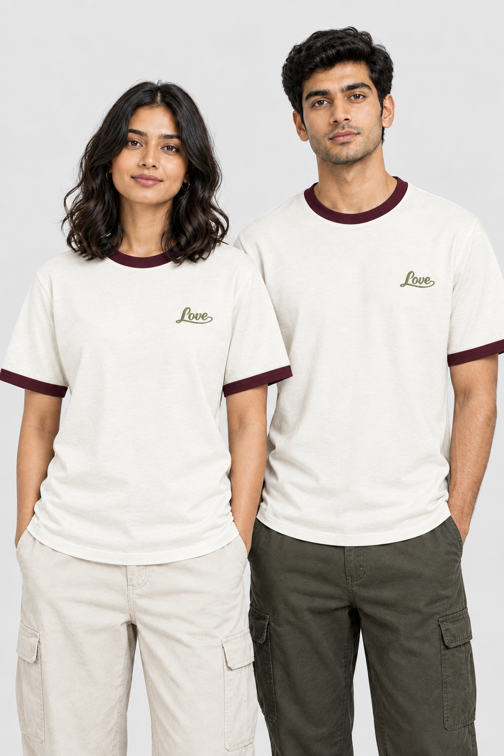 Unisex Ringer T-Shirt – Stickerei: Love