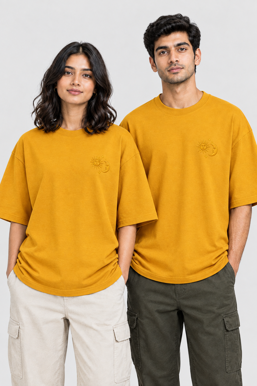 Unisex Oversized Classic T-Shirt – Stickerei: Sonne & Mond