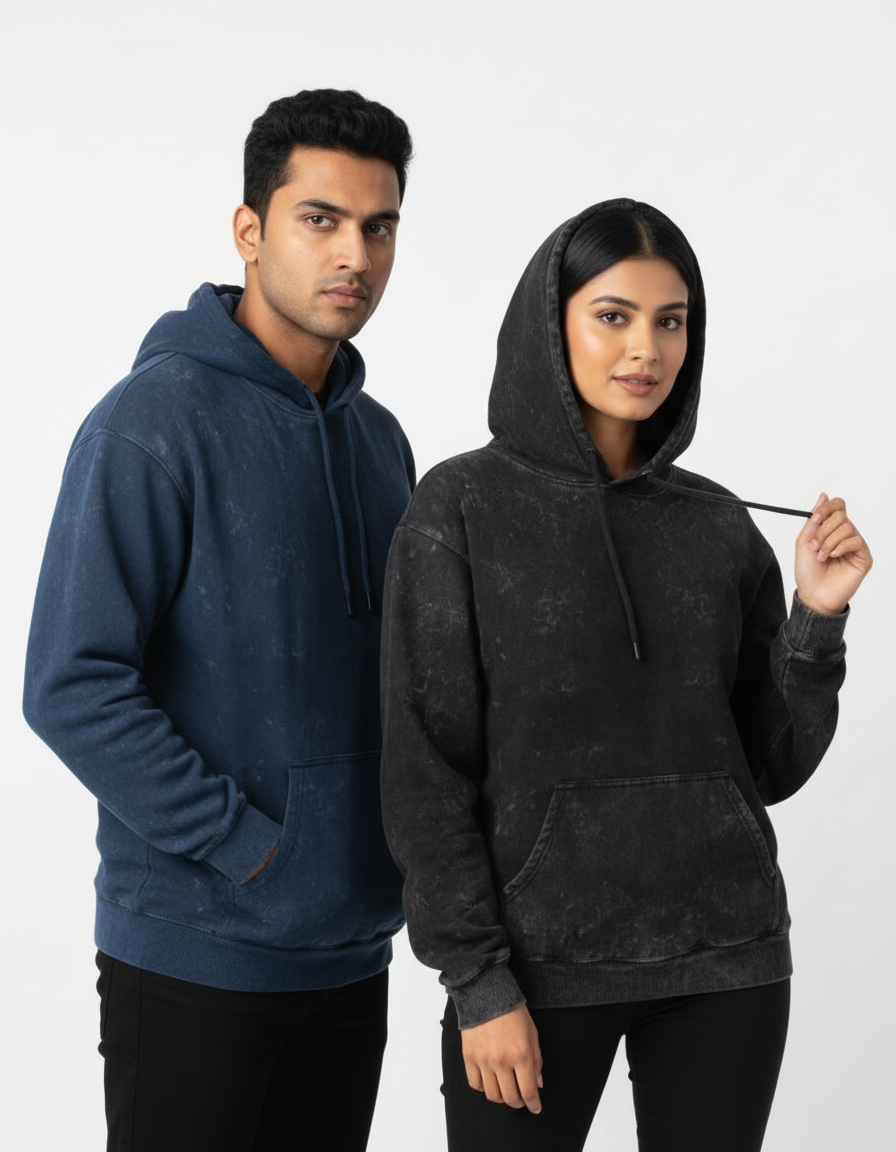 Acid Wash Hoodie Homepage Image - Indian Models