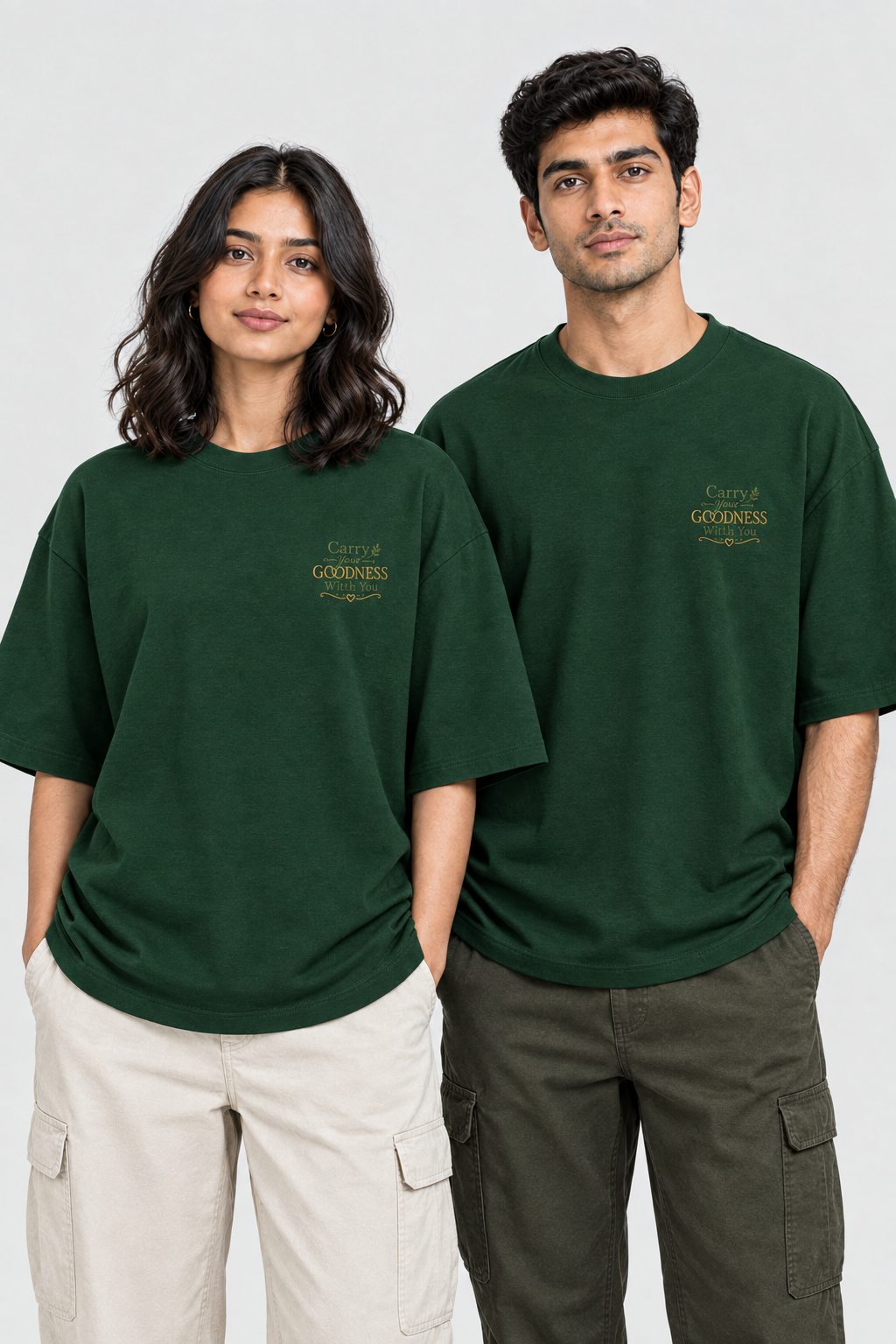Unisex Oversized Klassisches T-Shirt – Stickerei Trag deine Güte mit dir