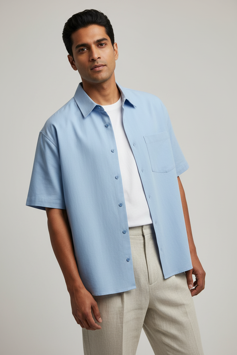 Baby Blue Shirt - Male Model