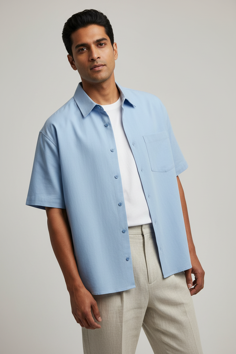 Baby Blue Shirt - Male Model