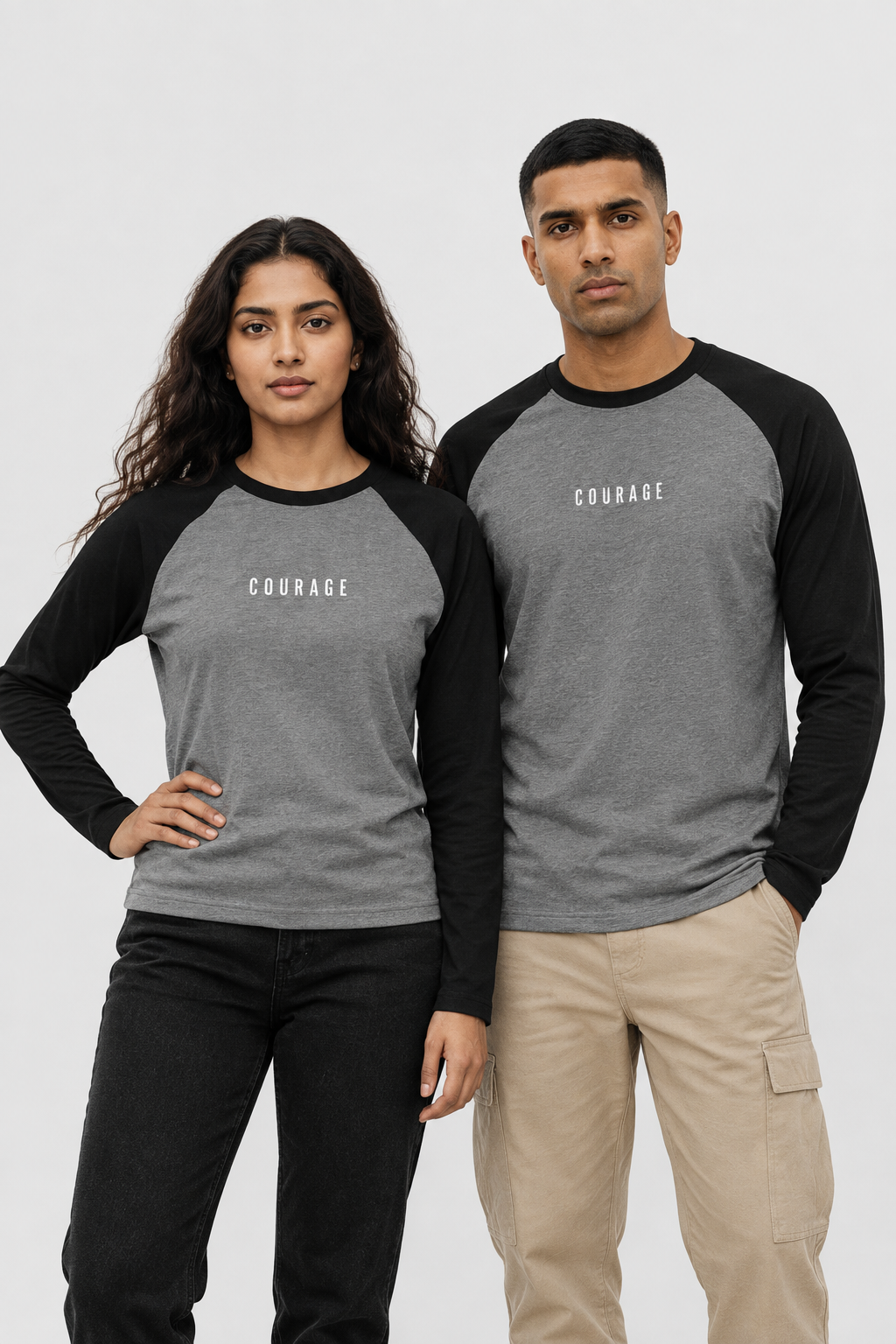COURAGE Unisex Cotton Raglan T-Shirt – Contrast Sleeves, 180 GSM