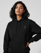 Black hoodie with grey S embroidery - Indian woman
