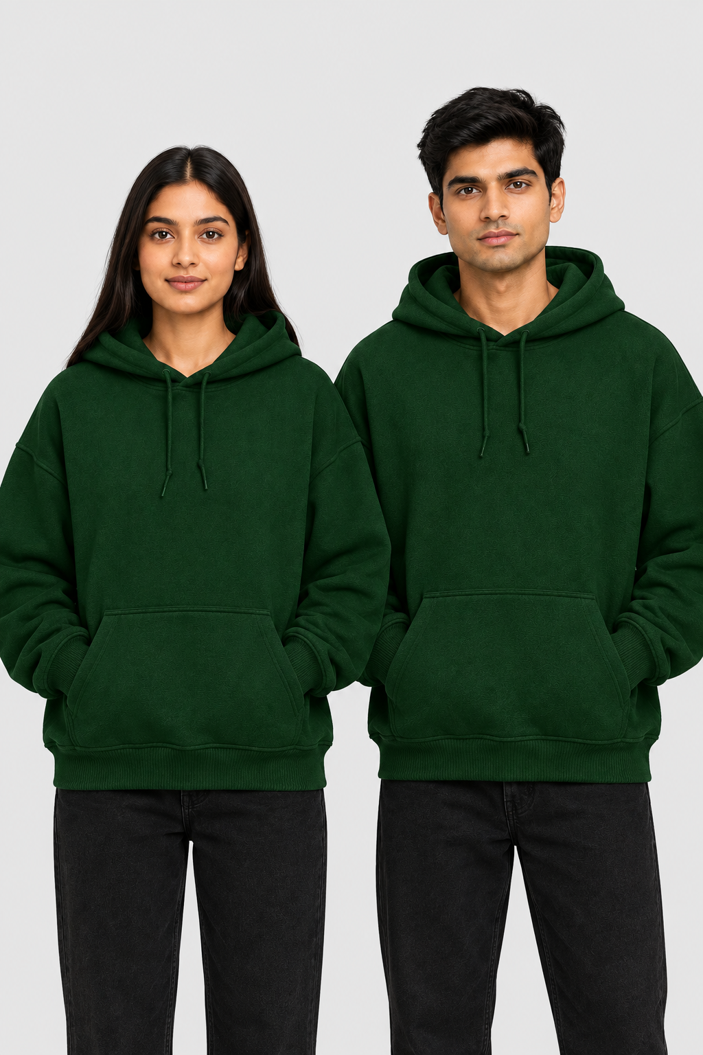 Combined Bottle Green hoodie front view