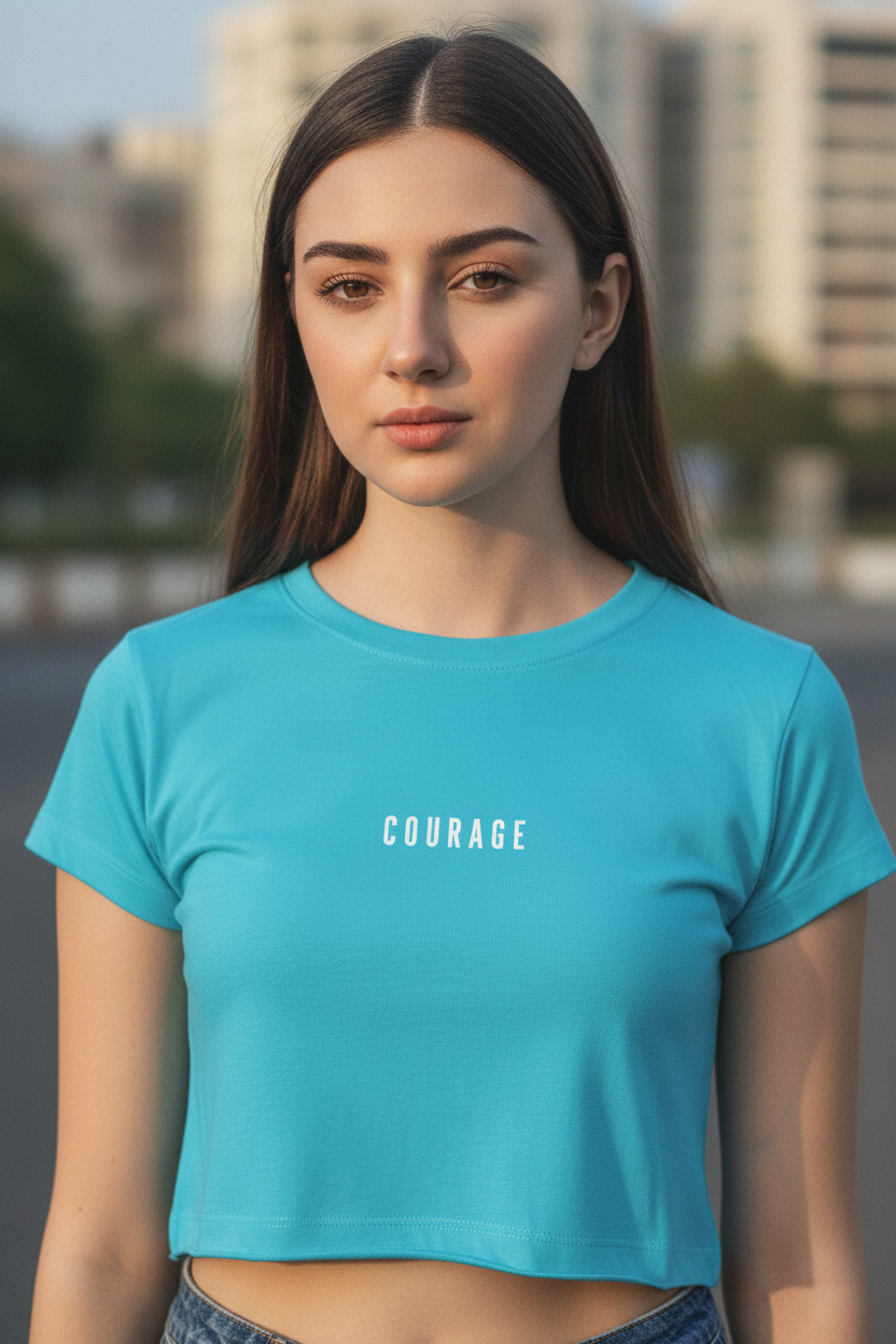 COURAGE Crop Top c_6 - Female Closeup