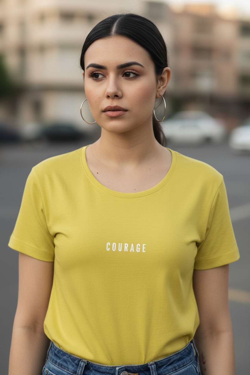 COURAGE Tee c_30 - Female Closeup