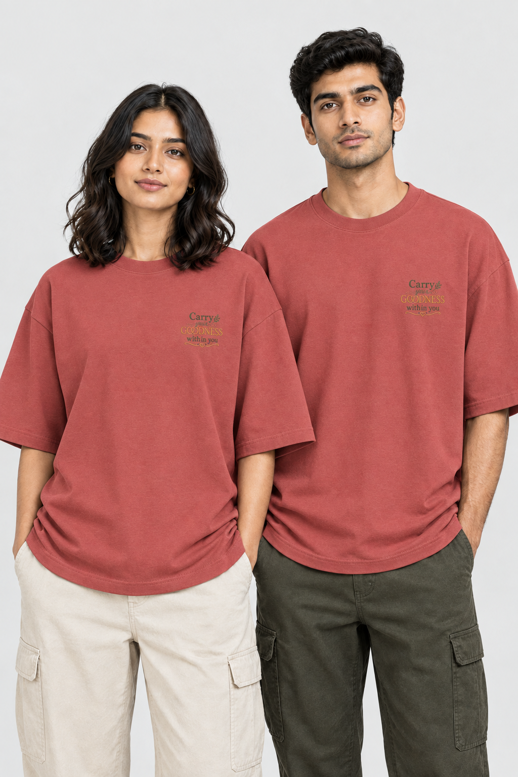 Unisex Oversized Klassisches T-Shirt – Stickerei Trag deine Güte mit dir