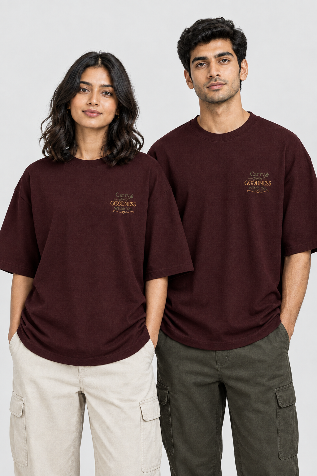 Unisex Oversized Klassisches T-Shirt – Stickerei Trag deine Güte mit dir
