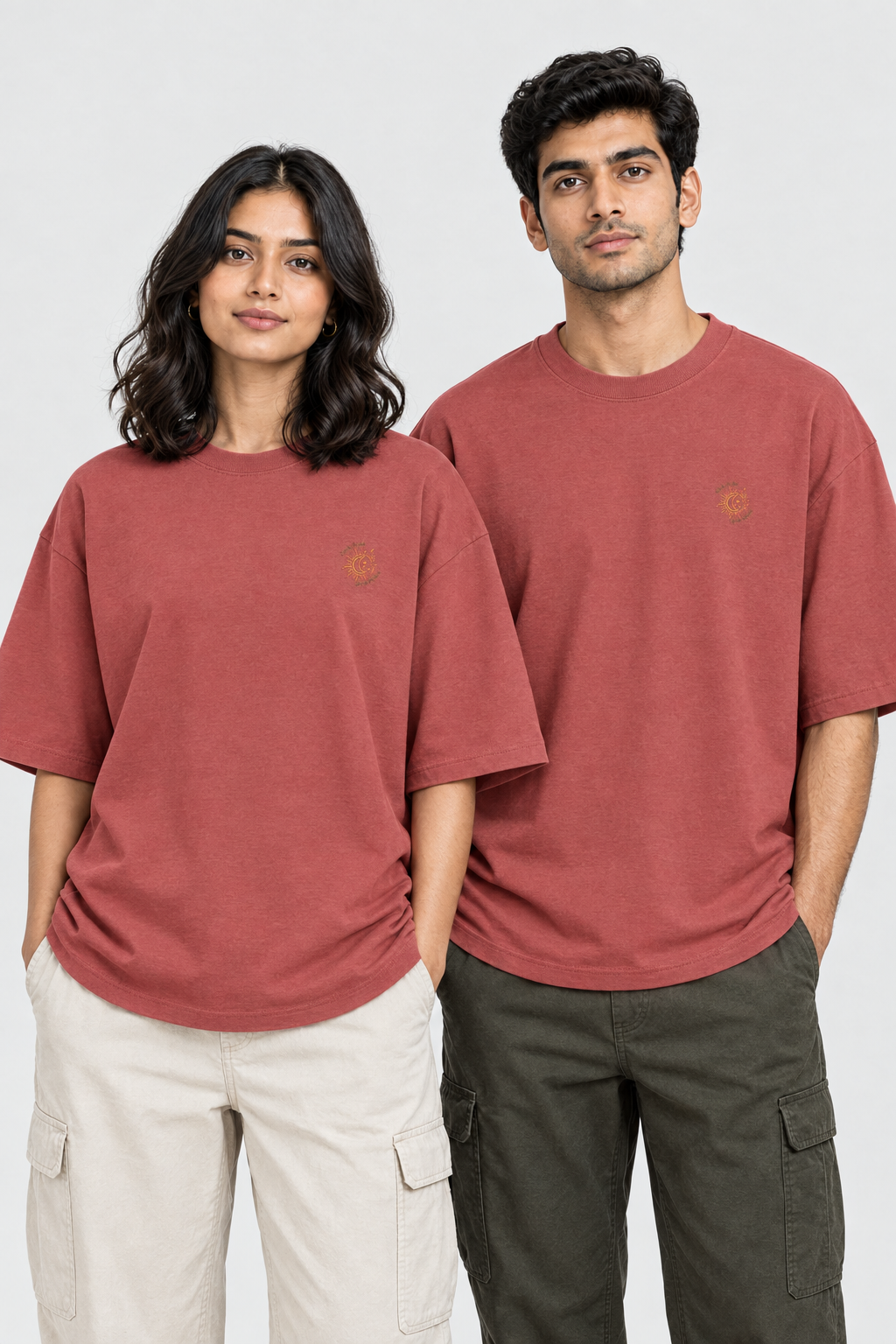 Unisex Oversized Classic T-Shirt – Stickerei: Sonne & Mond