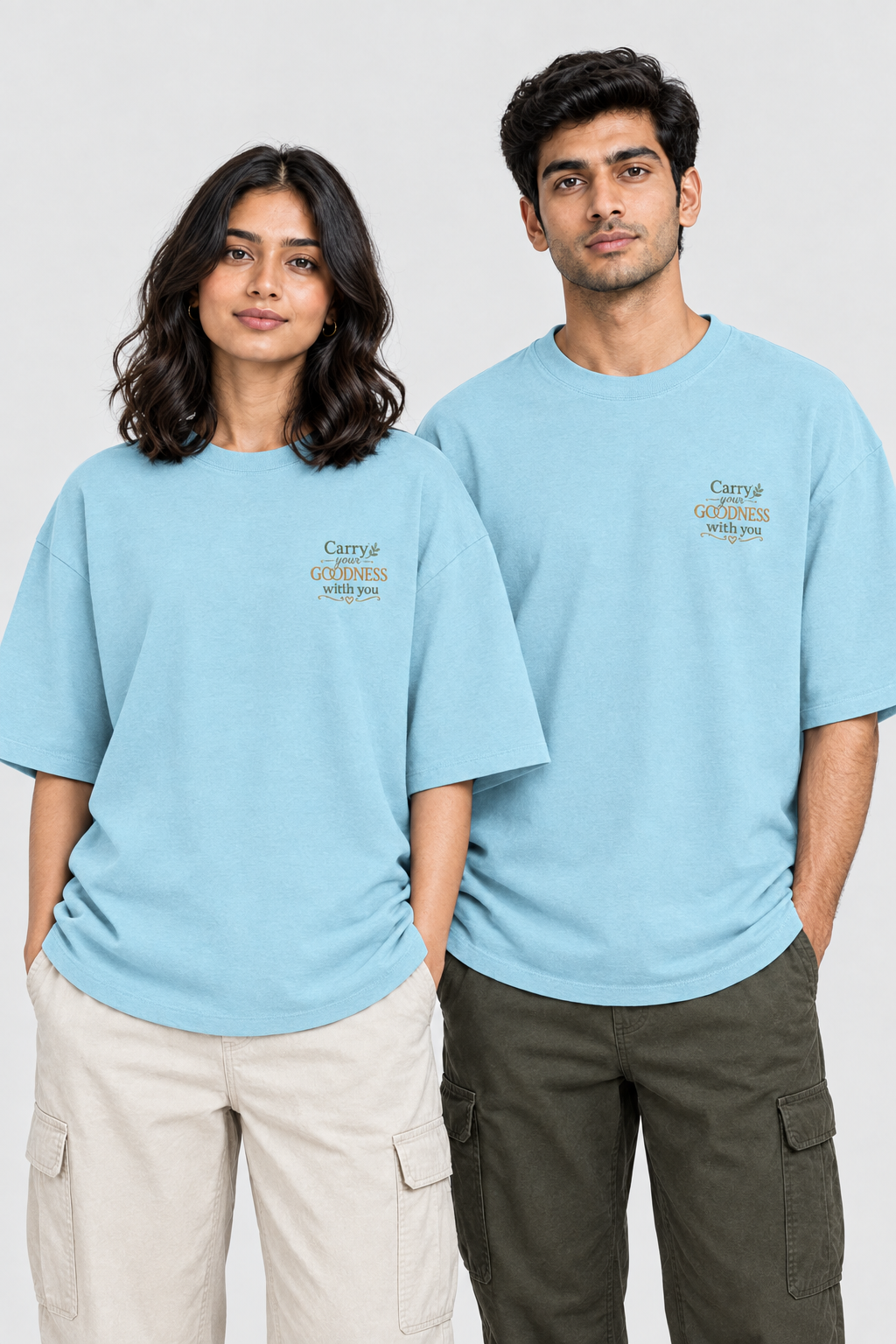 Unisex Oversized Klassisches T-Shirt – Stickerei Trag deine Güte mit dir