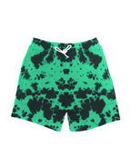Euphor Bliss unisex relaxed fit tie-dye shorts in green and black cotton-poly blend with side pockets