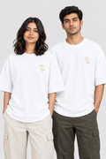 Sun & Moon Unisex Embroidered Oversized Terry T-Shirt – Cotton Blend, 260 GSM