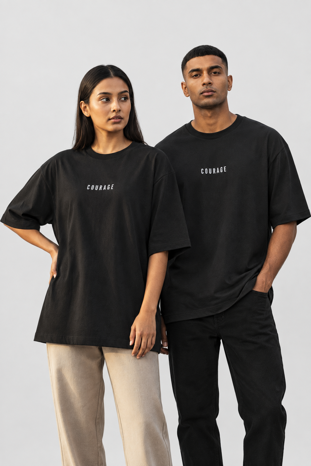 COURAGE Unisex Oversized Cotton T-Shirt – Lightweight 180 GSM