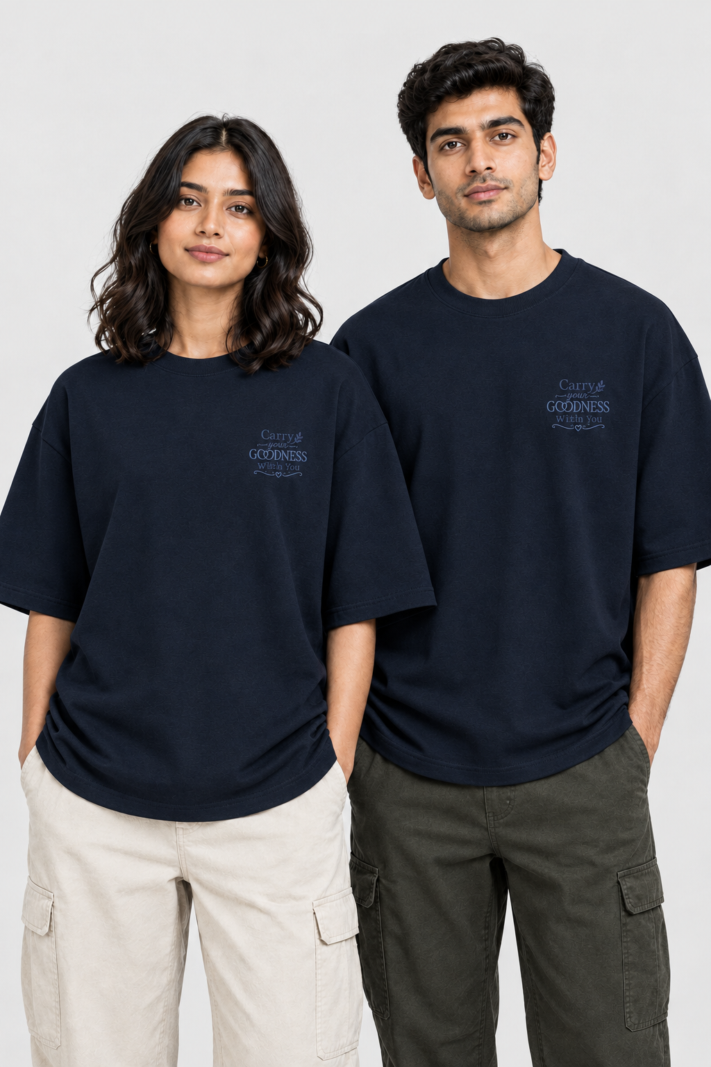 Unisex Oversized Klassisches T-Shirt – Stickerei Trag deine Güte mit dir