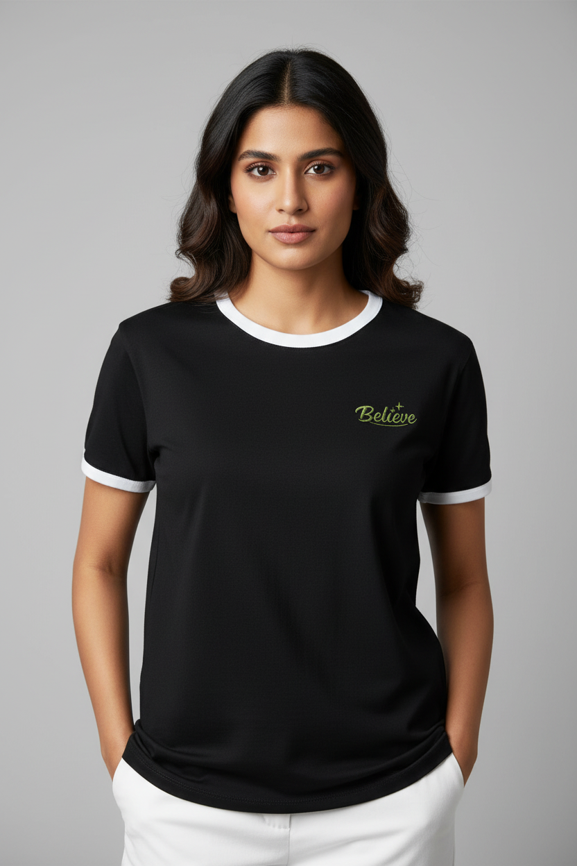 Indian Female Model - Black White Believe Ringer