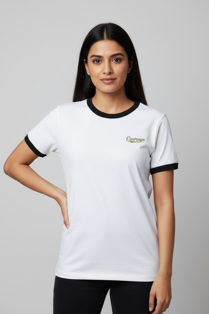 Indian Female Model - White Black Courage Ringer