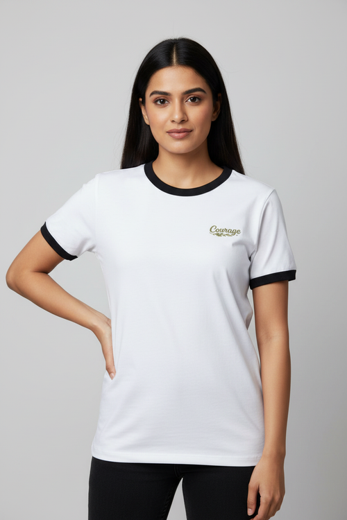 Indian Female Model - White Black Courage Ringer