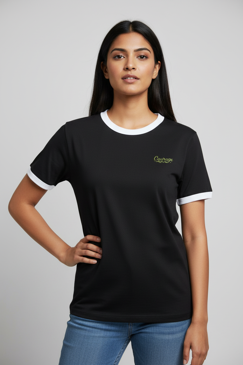 Indian Female Model - White Black Courage Ringer