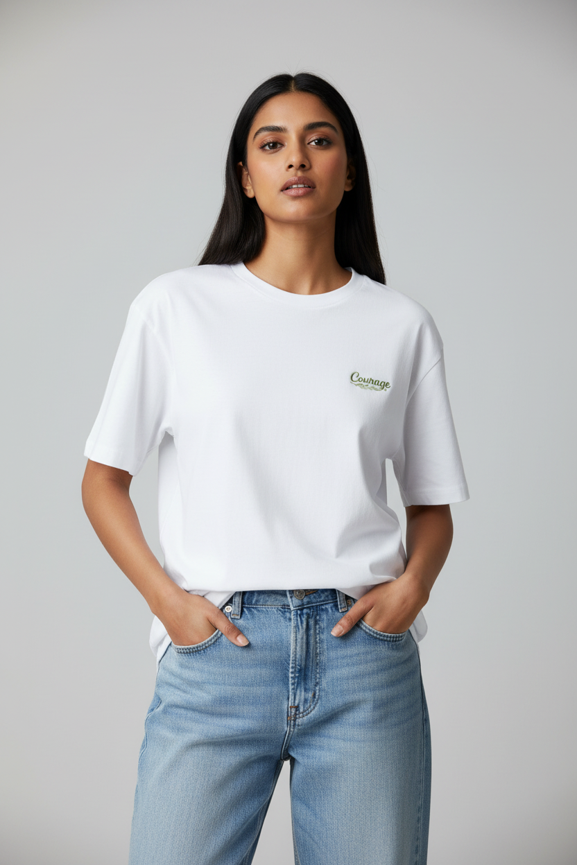 Indian Female Model - White Courage Tee