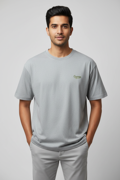 Indian Male Model - Grey Melange Courage Tee