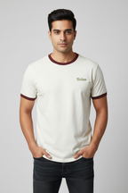 Indian Male Model - Maroon Off White Believe Ringer