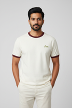 Indian Male Model - Maroon Off White Love Ringer