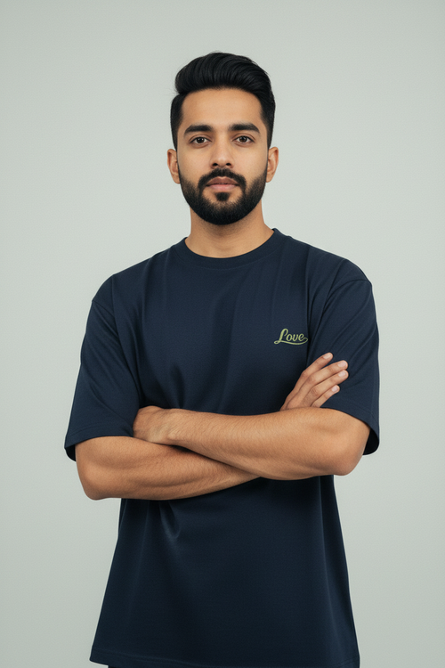 Indian Male Model - Navy Blue Love Tee