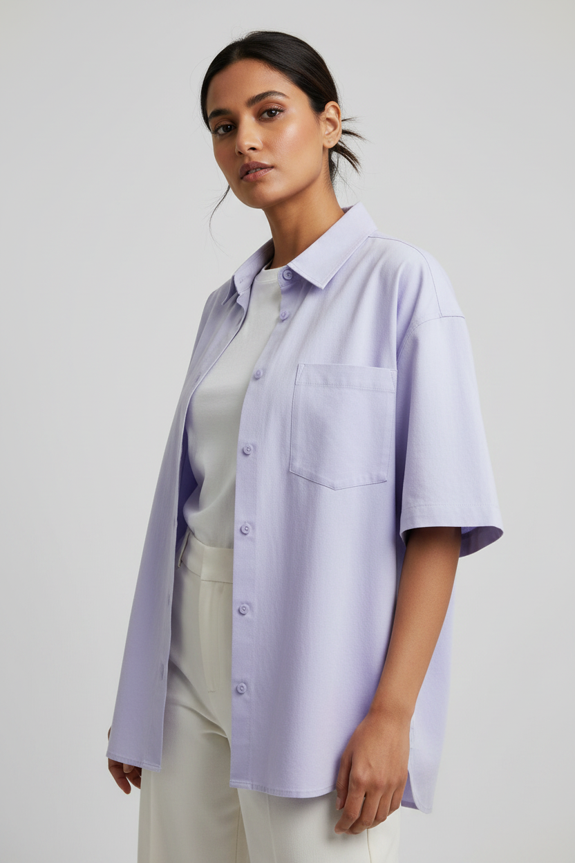 Lavender Shirt - Female Model