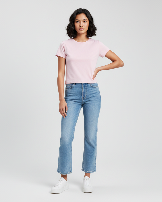 Model 2 - Age 26, angular face, high cheekbones, wavy shoulder-length hair - Landscape