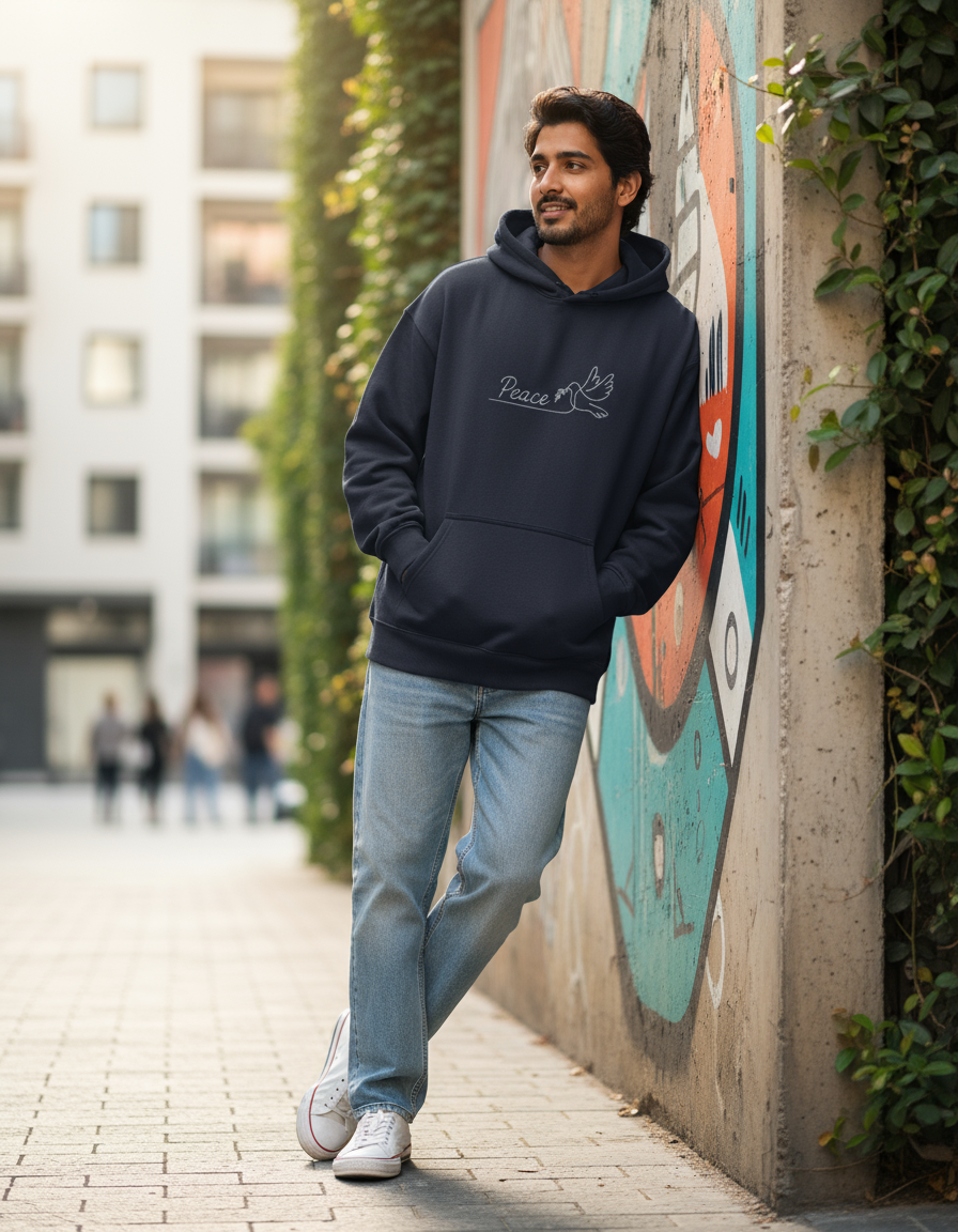 Oversized Peace Hoodie Lifestyle Photography
