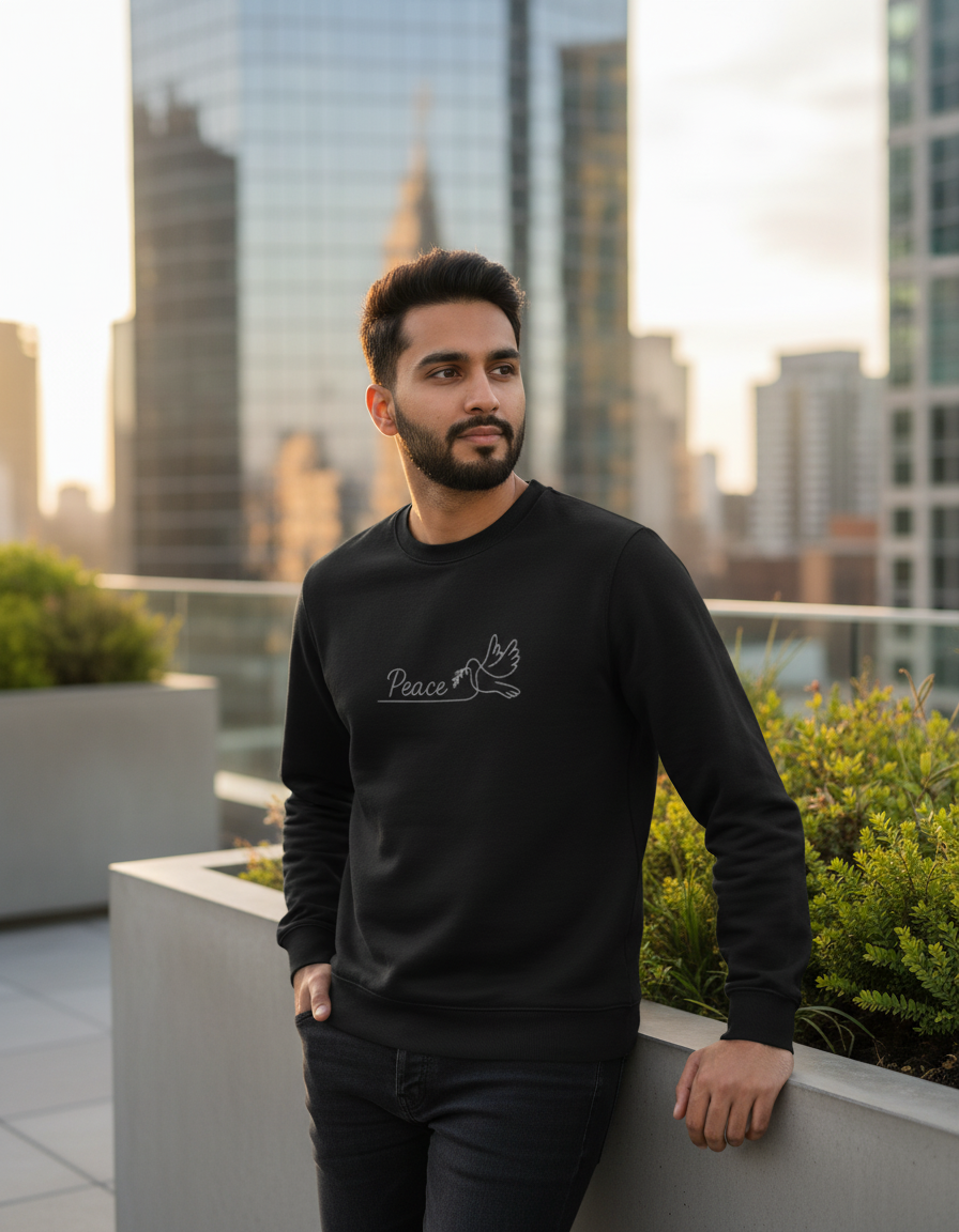 Peace Sweatshirt Lifestyle Photography
