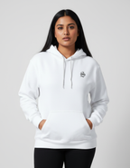 White hoodie with grey S embroidery - Indian woman